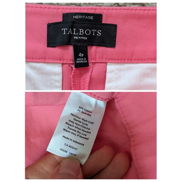 Talbots Heritage Capri Pants Womens 4P Pink Cotton Barbiecore Coquette Y2K Style - Picture 3 of 7